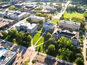 An image of the pentacrest on the University of Iowa campus