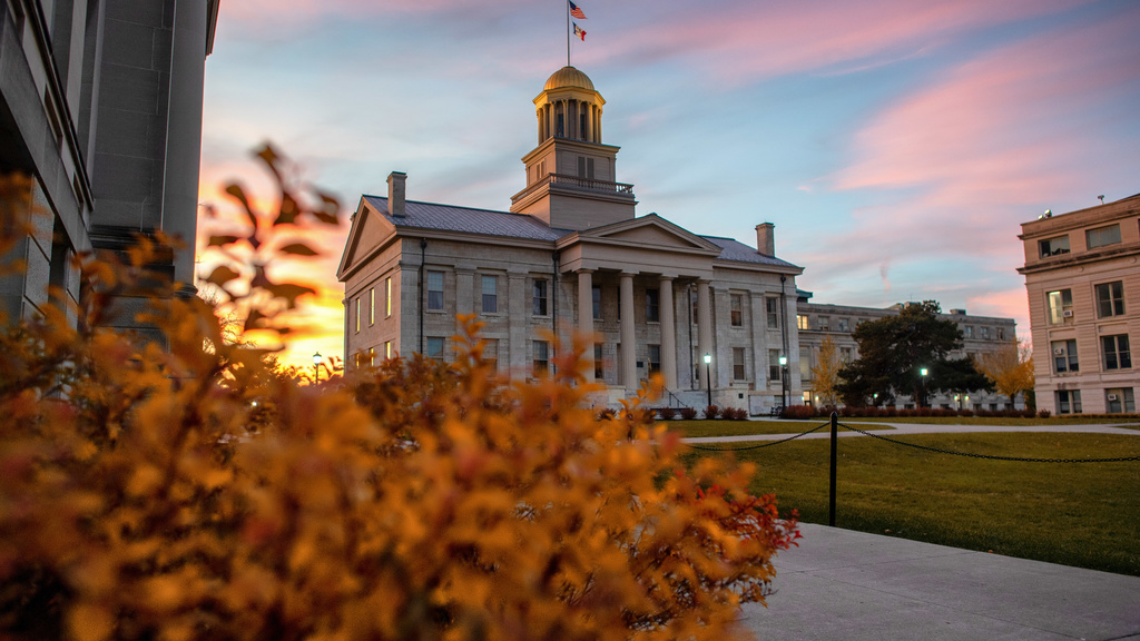 An image of the Old Capitol in the fall. 
